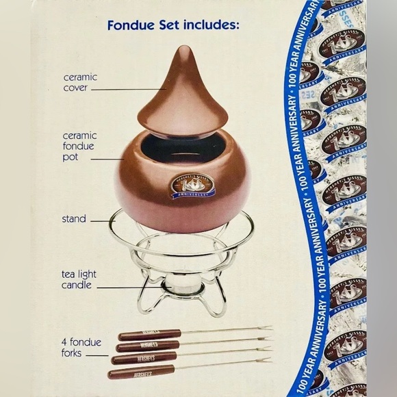 Hershey's Kisses Ceramic Fondue Set for 4 New - Picture 4 of 10